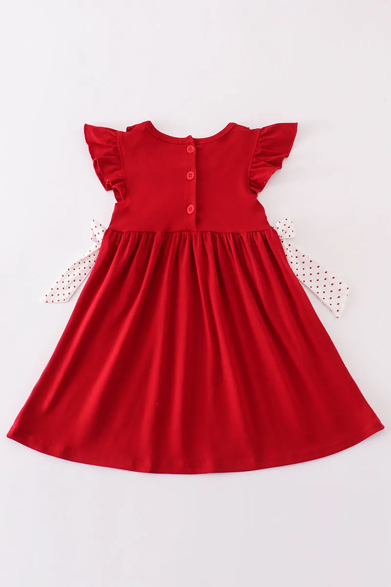 Red Sooners Embroidery Girl Dress