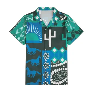 RETRO ETHNIC PRINTED ALOHA SHIRT