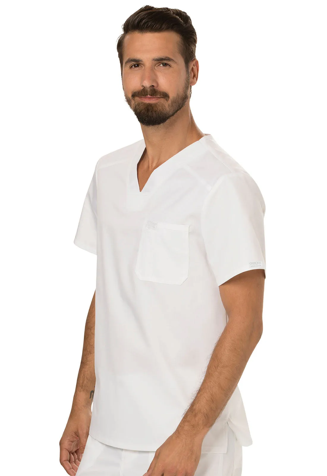 Revolution WW690 Men's Tuckable V-Neck Top White
