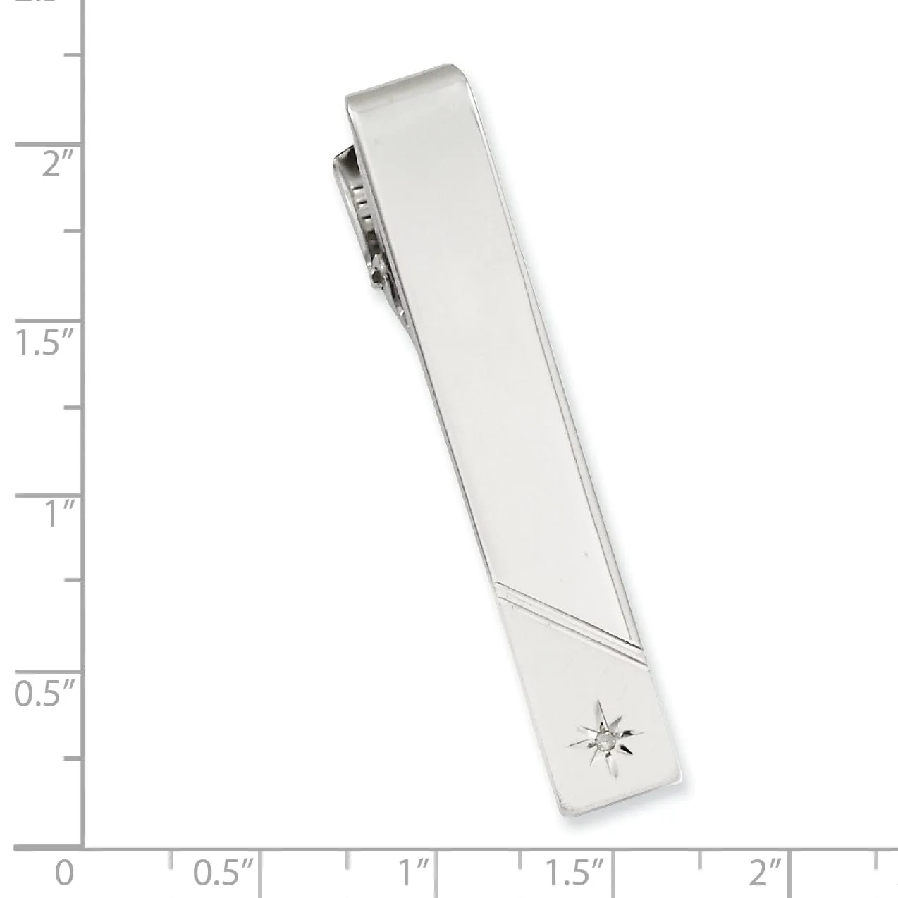 Rhodium Plated Diamond Florentined Tie Bar
