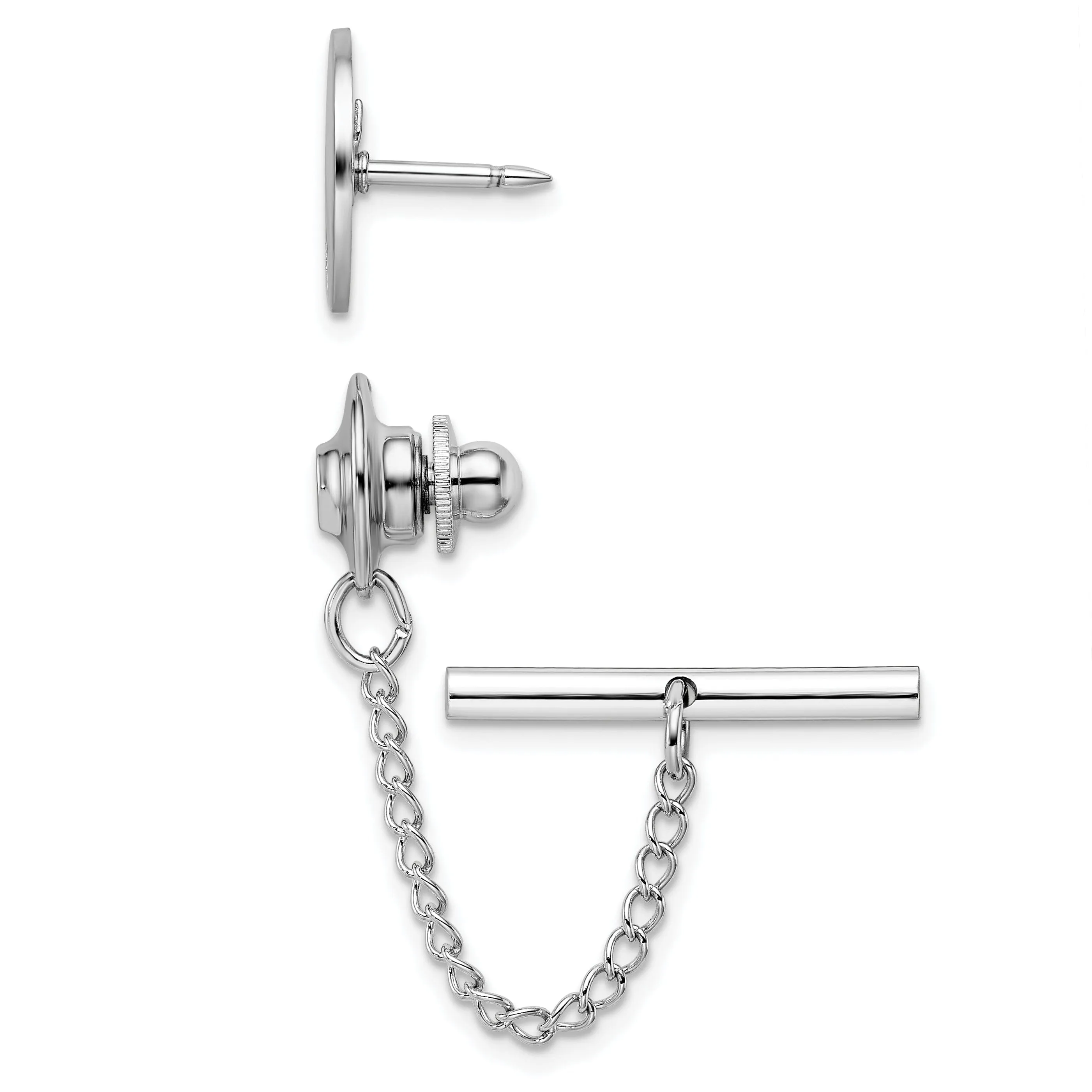 Rhodium Plated Diamond Florentined Tie Tac