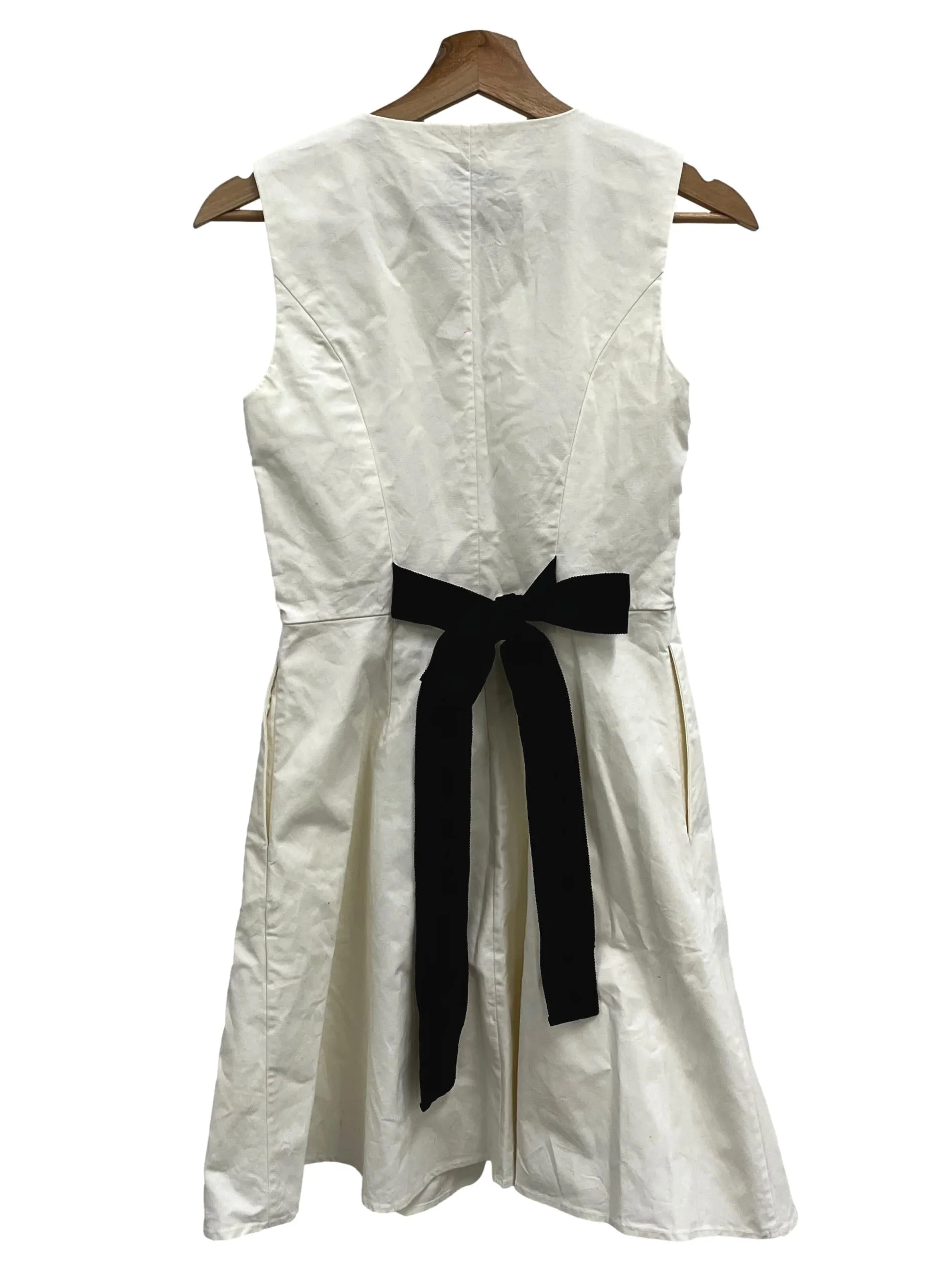 Ribbon White Sleeveless Dress