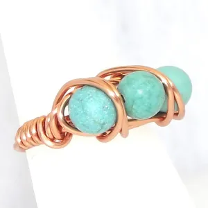 Ring, Size 4 - Turquoise & Copper