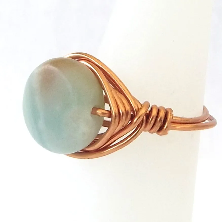 Ring, Size 4.25 - Amazonite & Copper