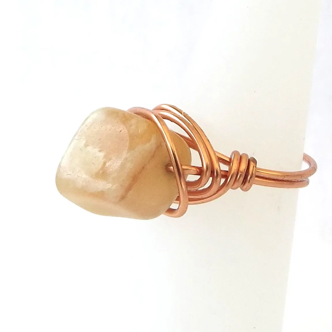 Ring, Size 4.25 - Yellow Calcite & Copper
