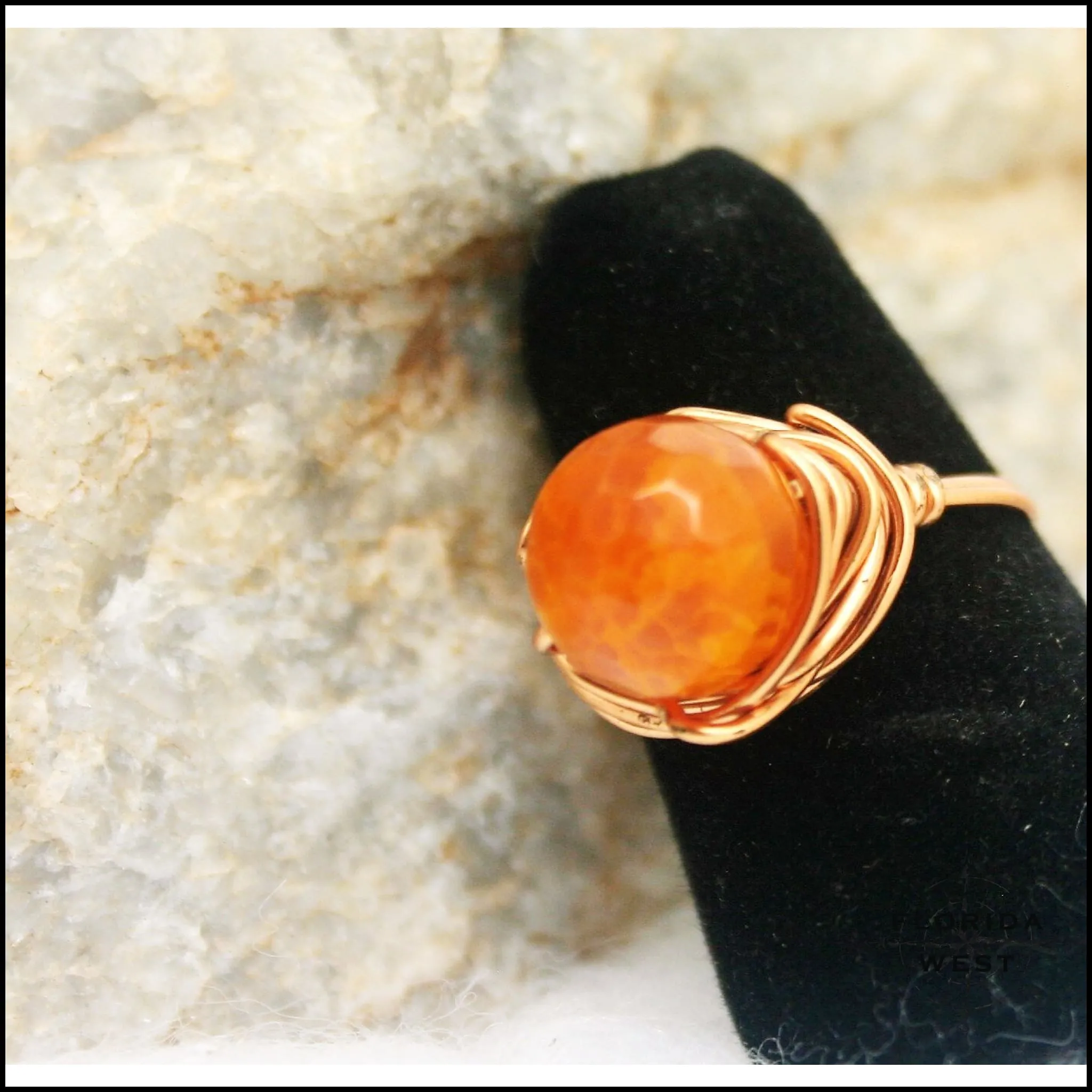 Ring, Size 5.5 - Agate & Copper
