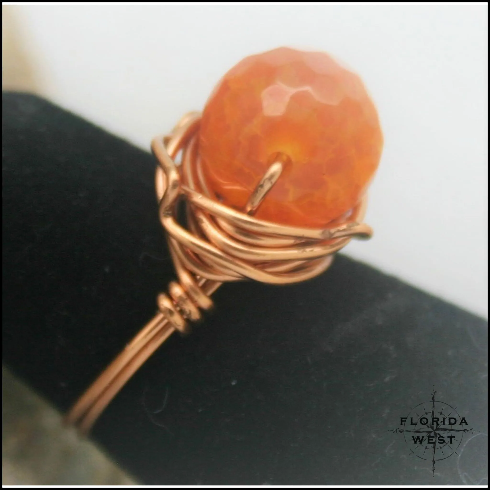Ring, Size 5.5 - Agate & Copper