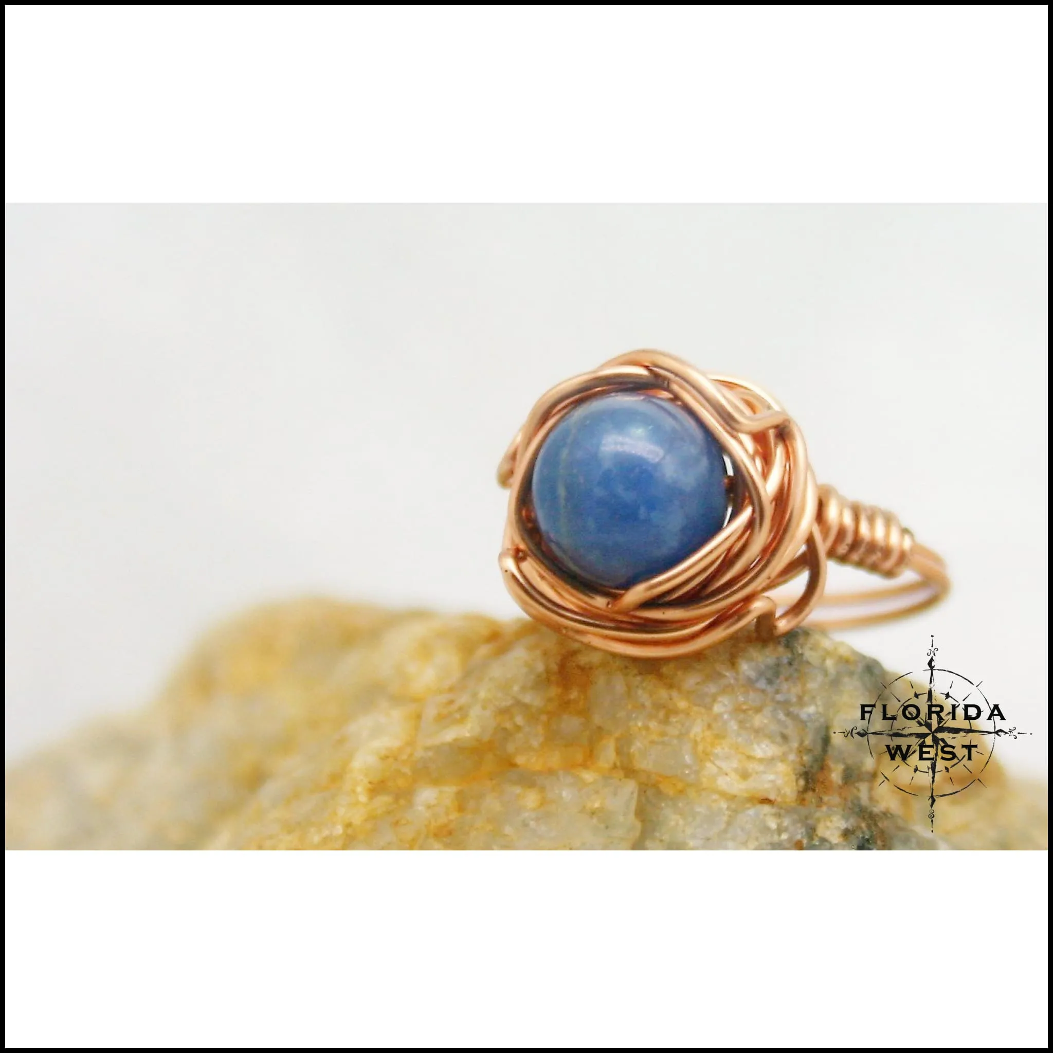 Ring, Size 5.5 - Blue Quartz & Copper