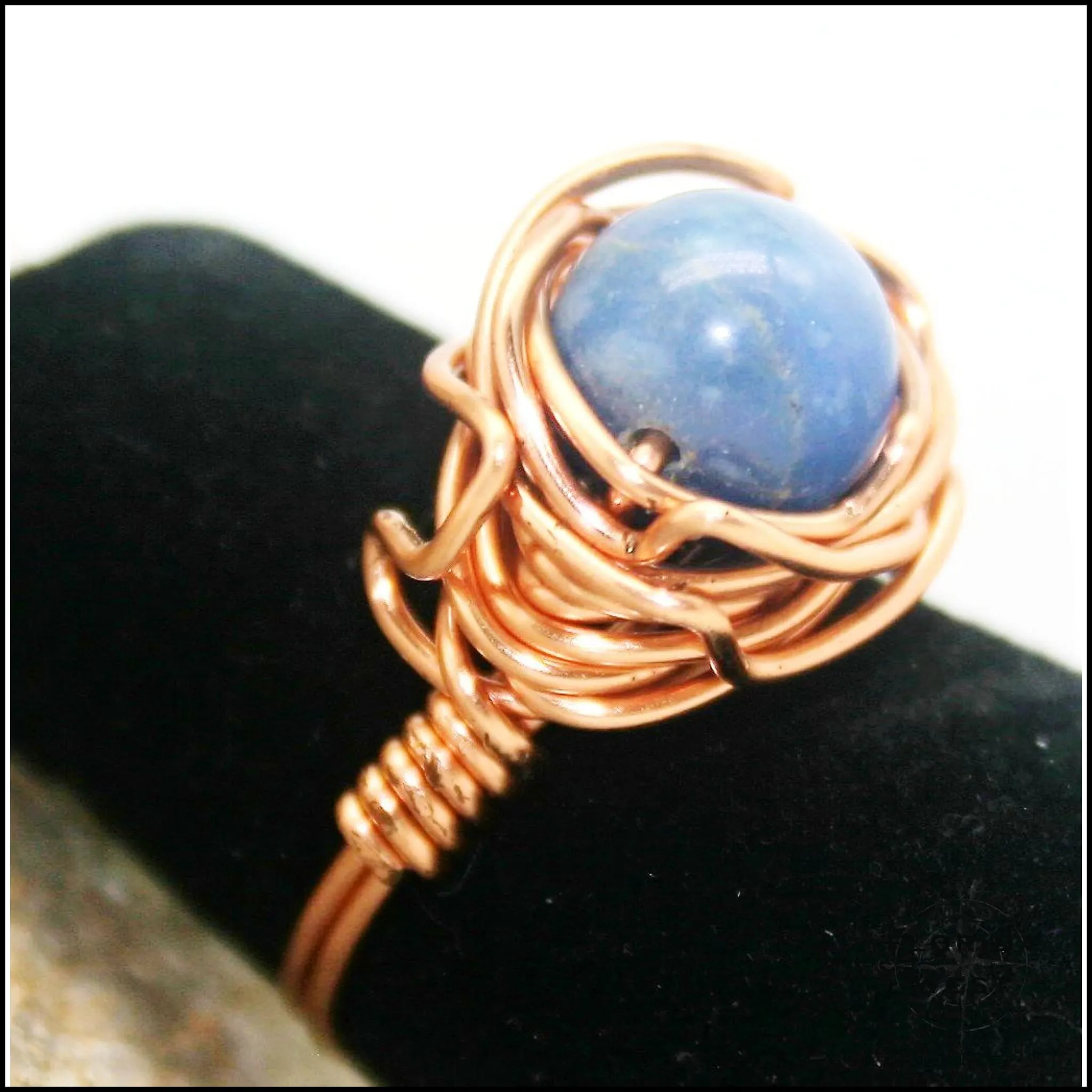 Ring, Size 5.5 - Blue Quartz & Copper