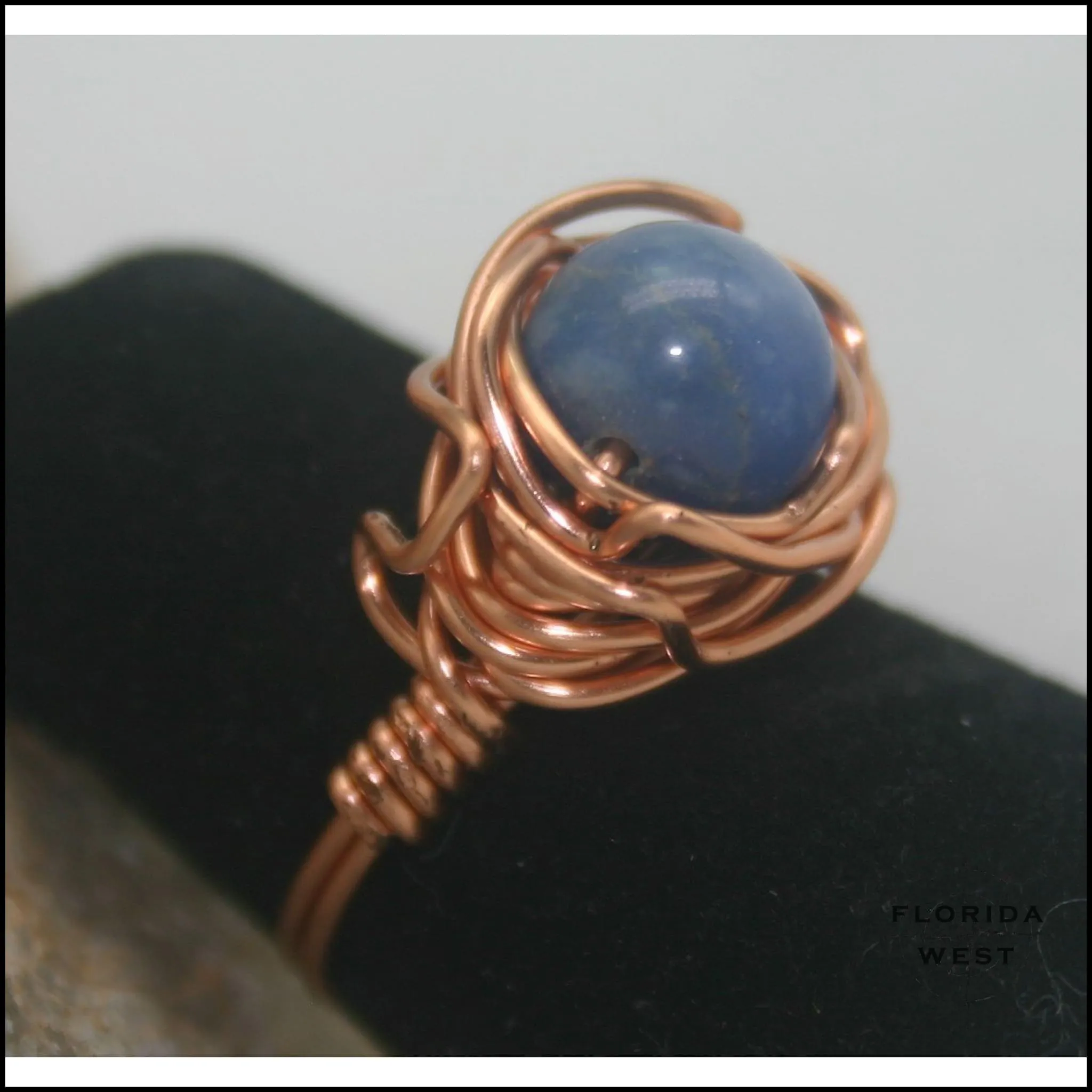 Ring, Size 5.5 - Blue Quartz & Copper