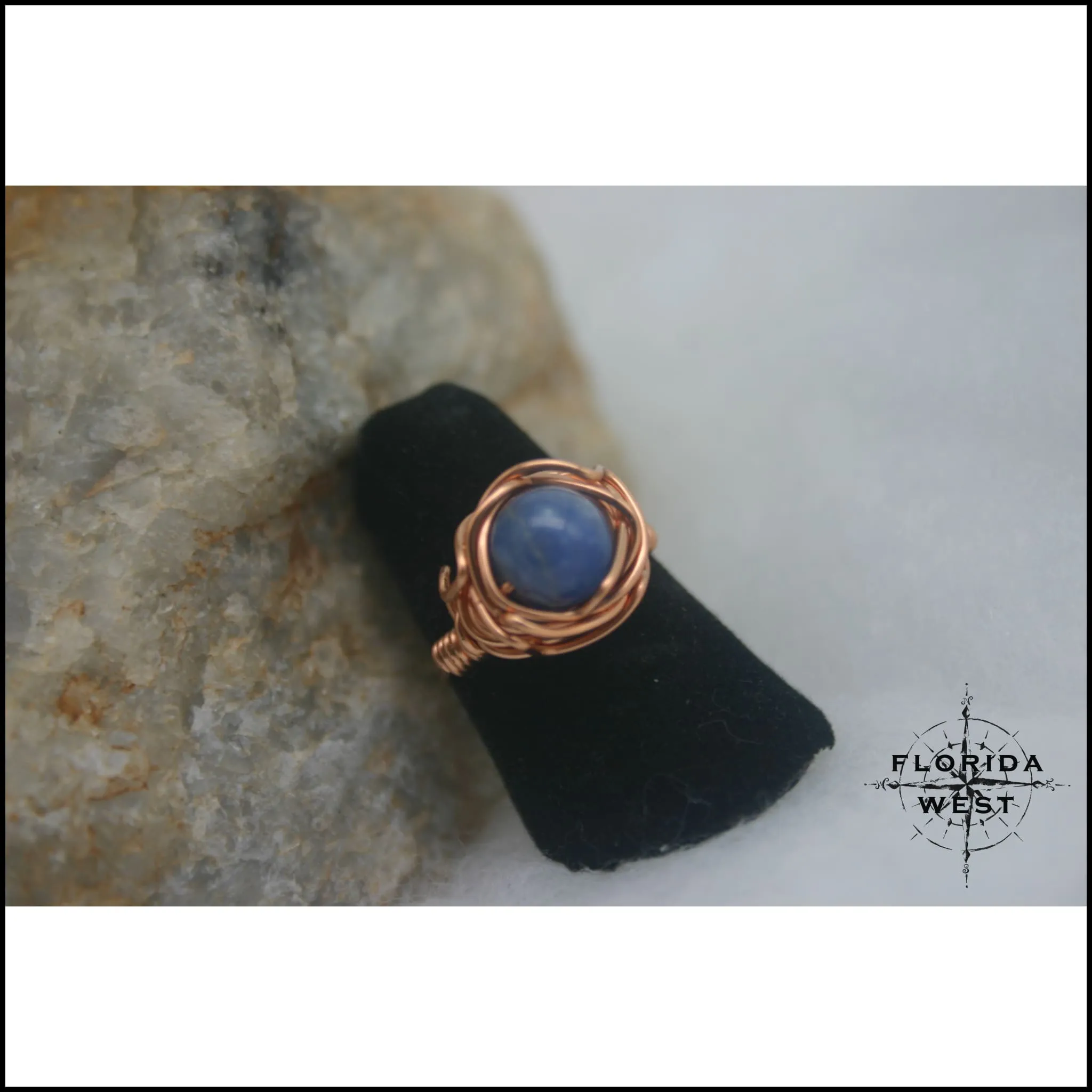 Ring, Size 5.5 - Blue Quartz & Copper