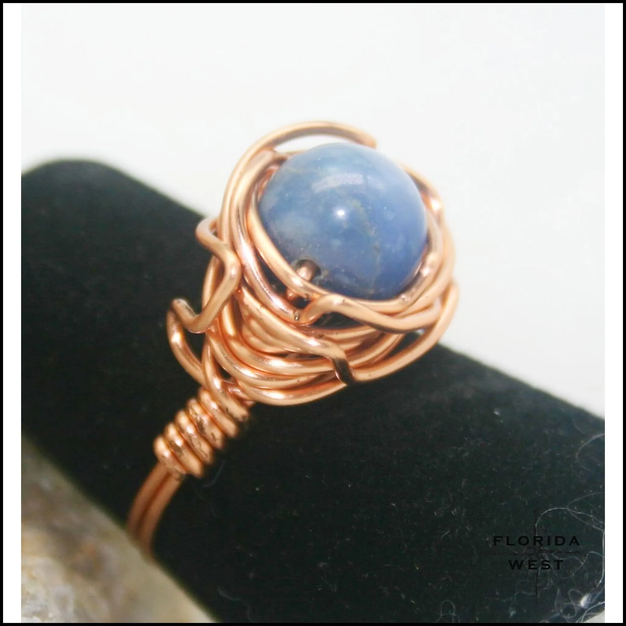 Ring, Size 5.5 - Blue Quartz & Copper