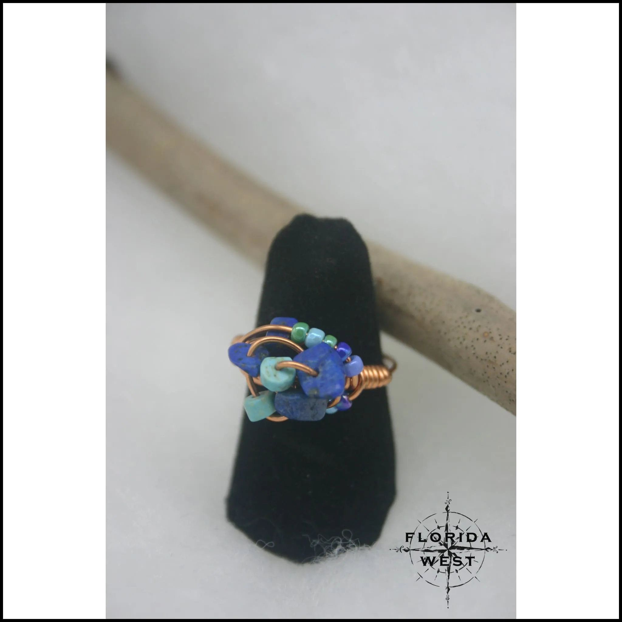 Ring, Size 5.5 - Turquois, Lapis & Copper