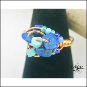Ring, Size 5.5 - Turquois, Lapis & Copper