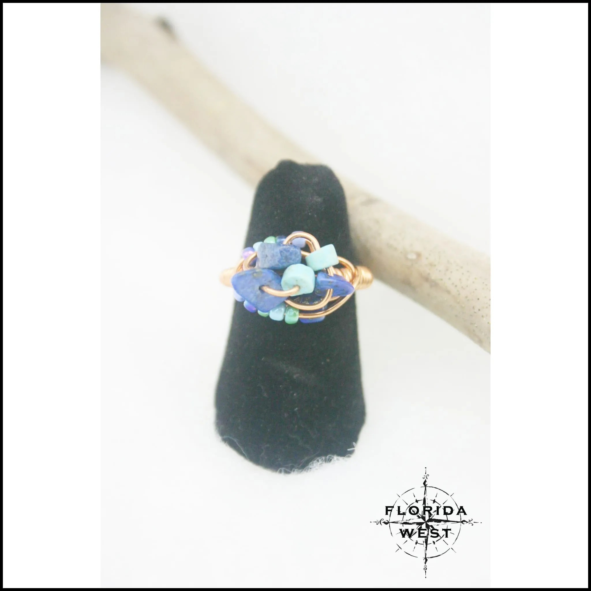 Ring, Size 5.5 - Turquois, Lapis & Copper