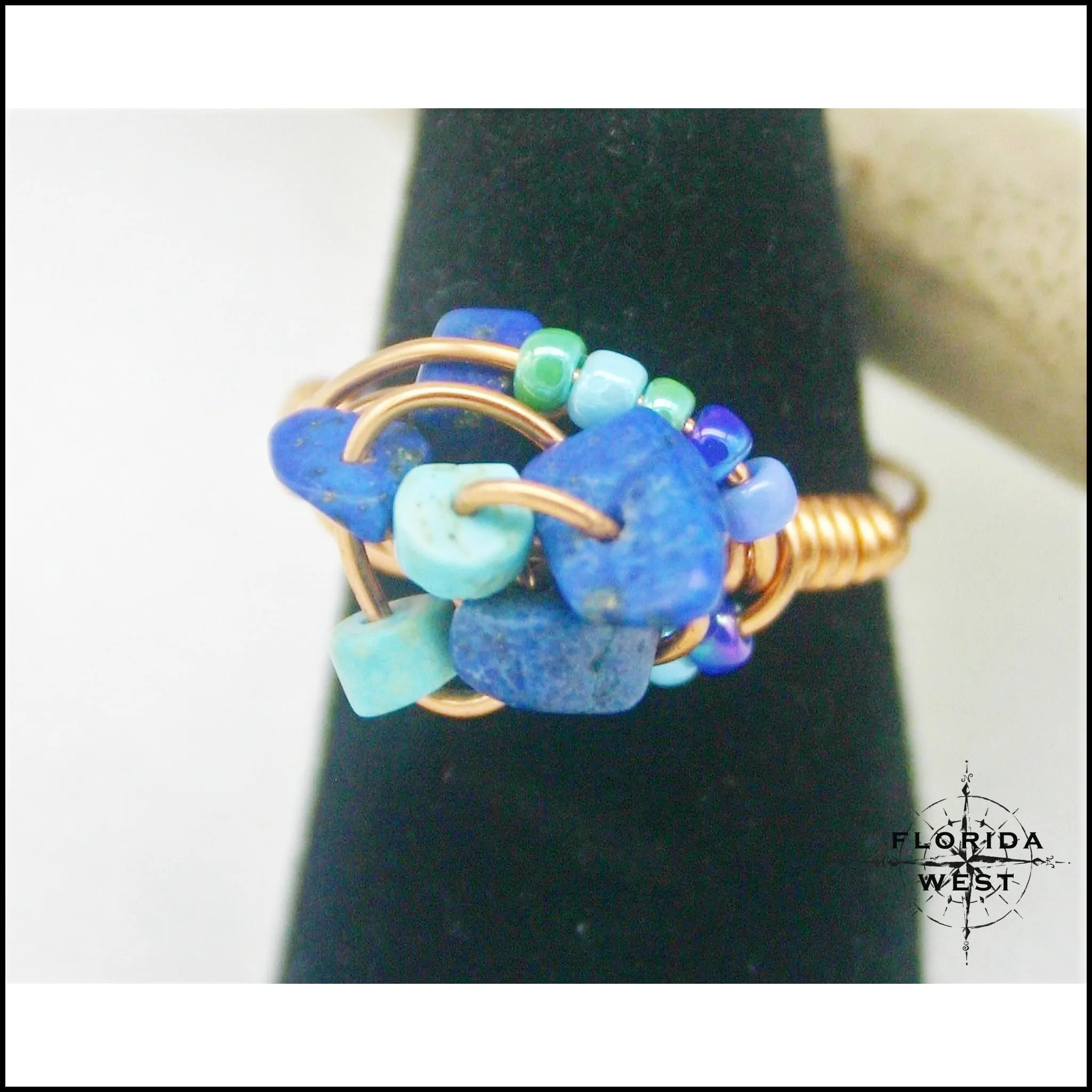 Ring, Size 5.5 - Turquois, Lapis & Copper