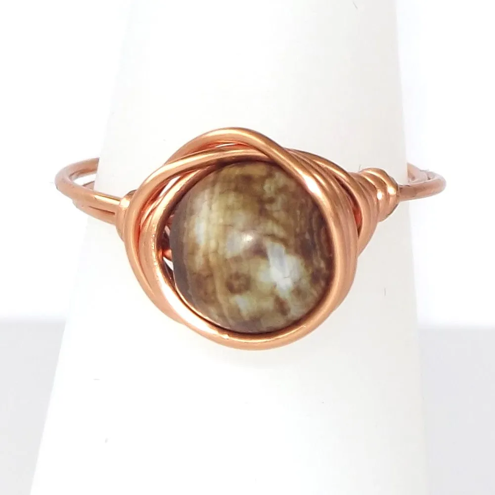 Ring, Size 5.75 - Agate & Copper