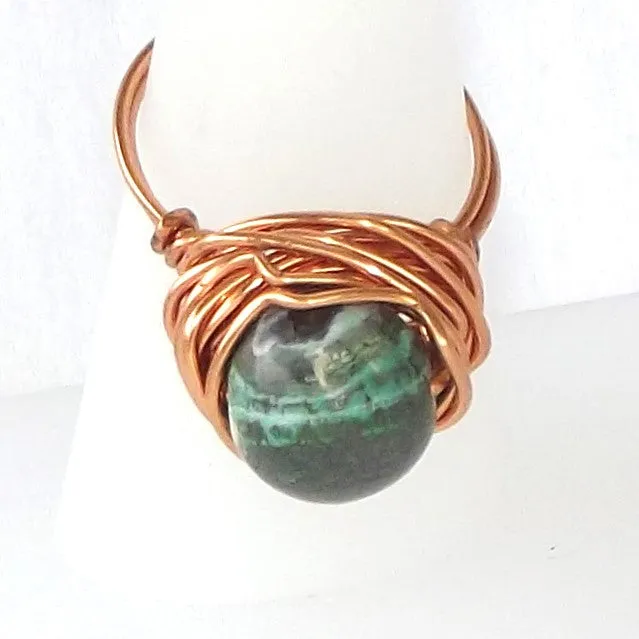 Ring, Size 6.25 - Agate & Copper
