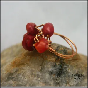 Ring, Size 6.5 - Bamboo Coral & Copper