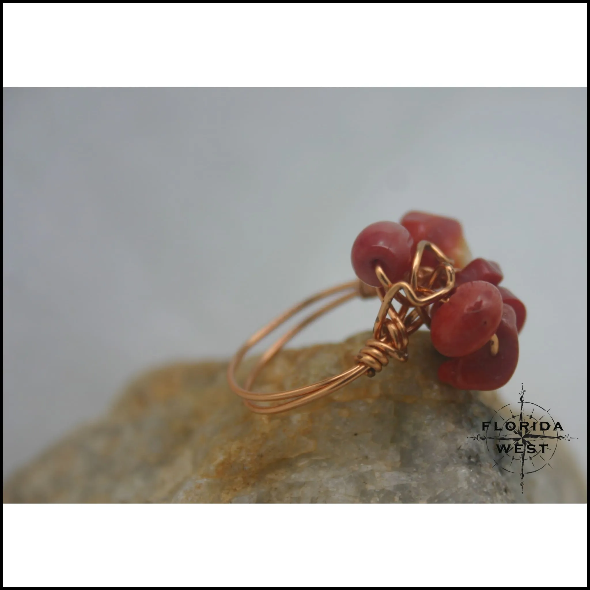 Ring, Size 6.5 - Bamboo Coral & Copper