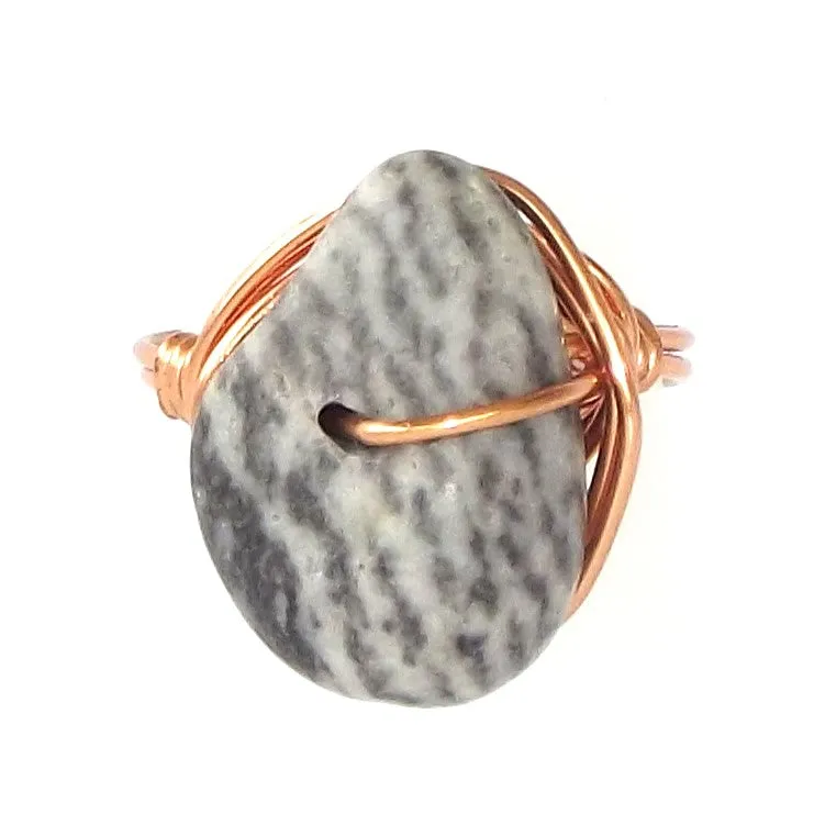 Ring, Size 6.5 - Zebra Marble & Copper