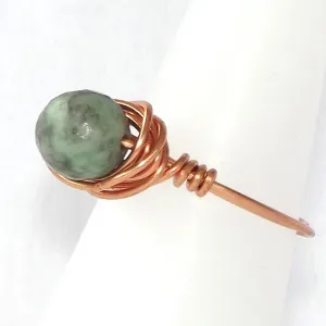 Ring, Size 7 - Moss Agate & Copper