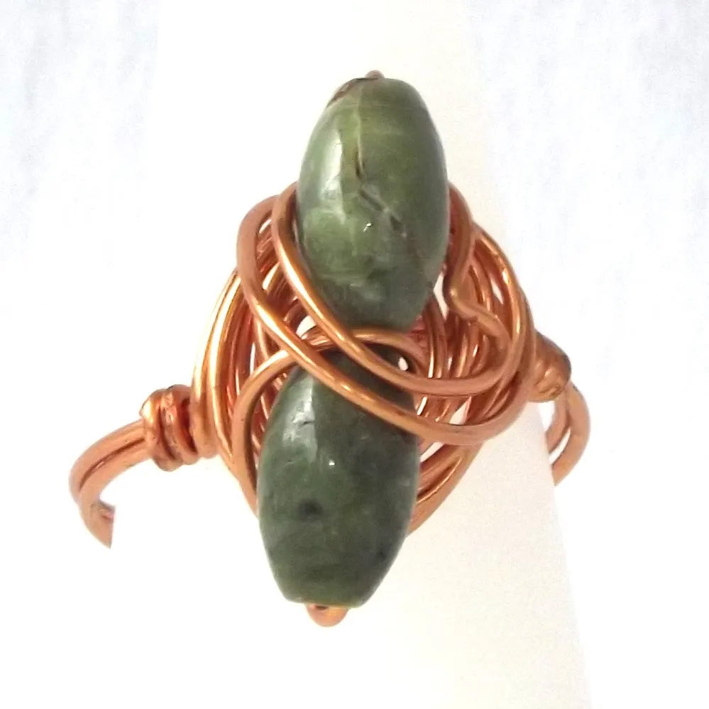 Ring, Size 8 - Unakite & Copper