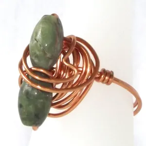 Ring, Size 8 - Unakite & Copper