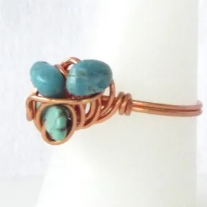 Ring, Size 8.5 - Turquoise & Copper