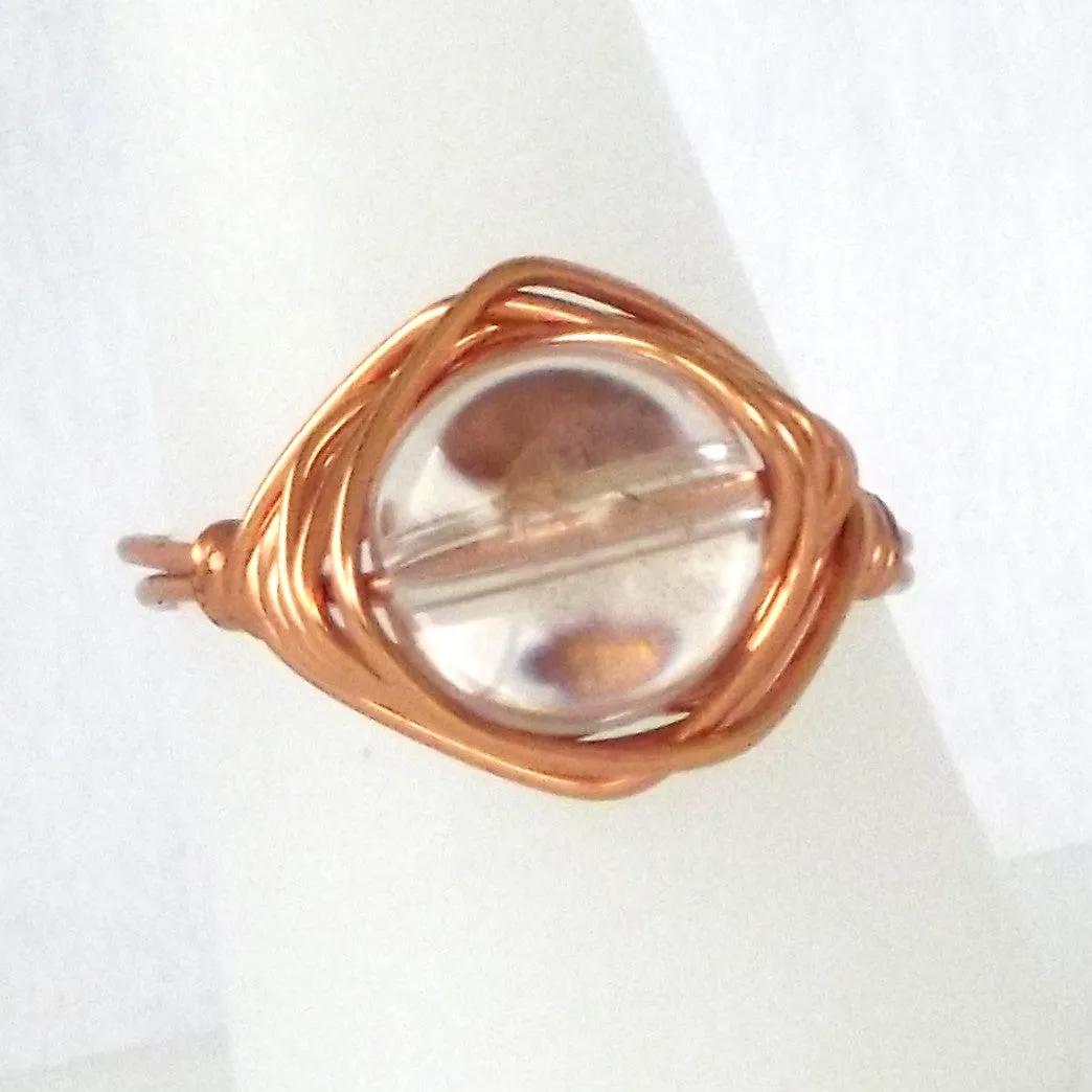 Ring, Size 8.75 - Clear Quartz & Copper