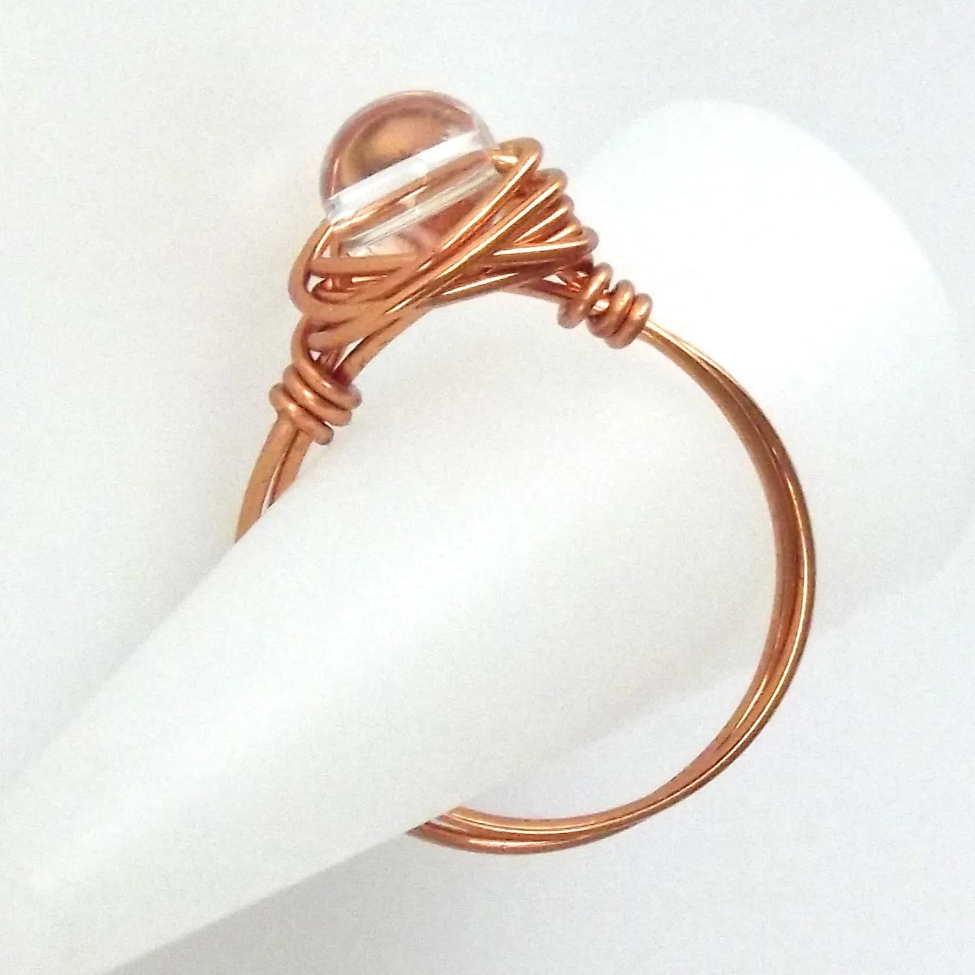 Ring, Size 9.75 - Clear Quartz & Copper