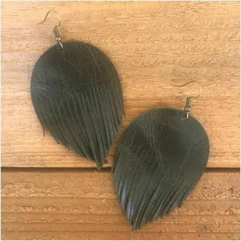 Riviera Genuine Leather Fringe Earrings -- 4 Colors!