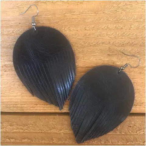 Riviera Genuine Leather Fringe Earrings -- 4 Colors!