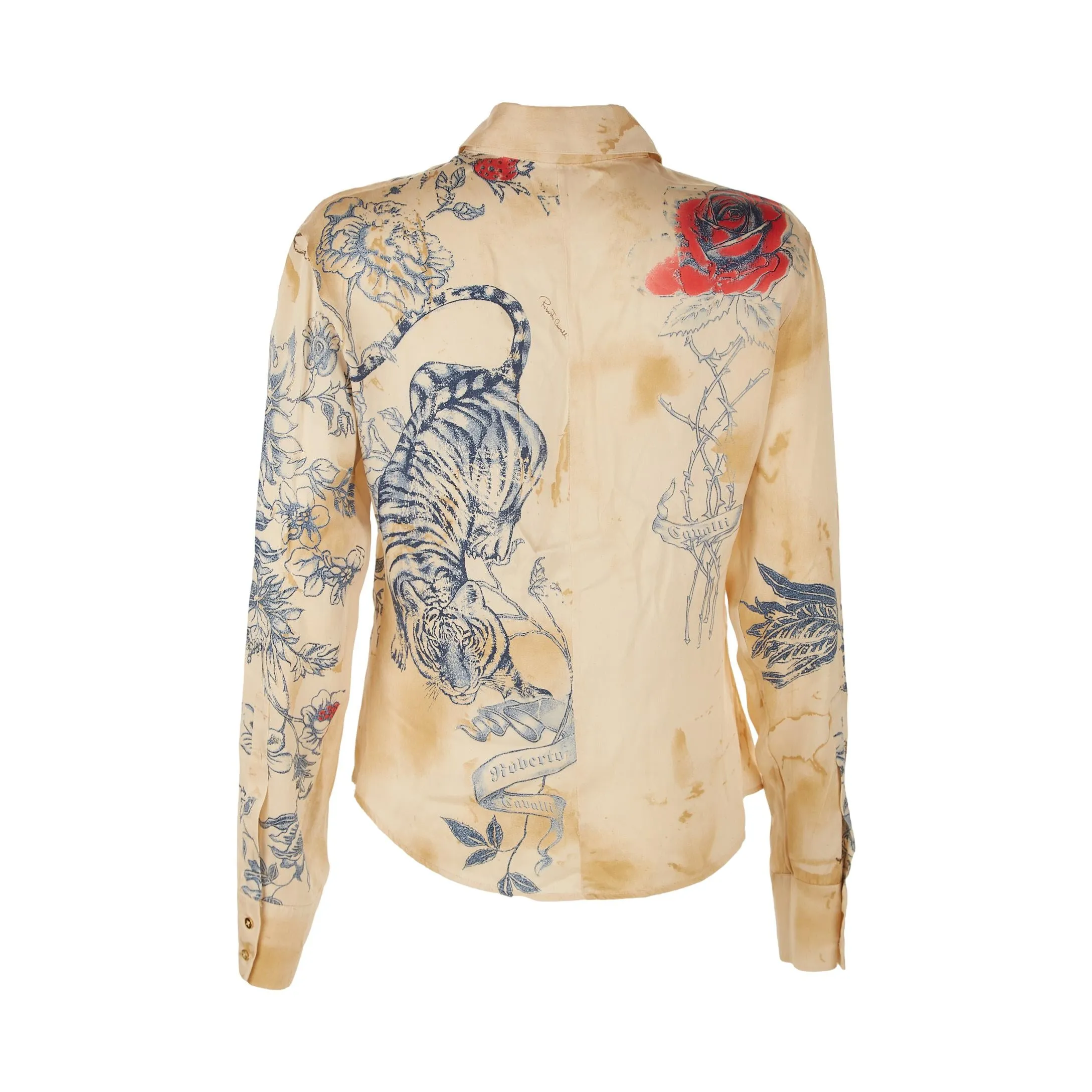Roberto Cavalli Tattoo Print Button Down