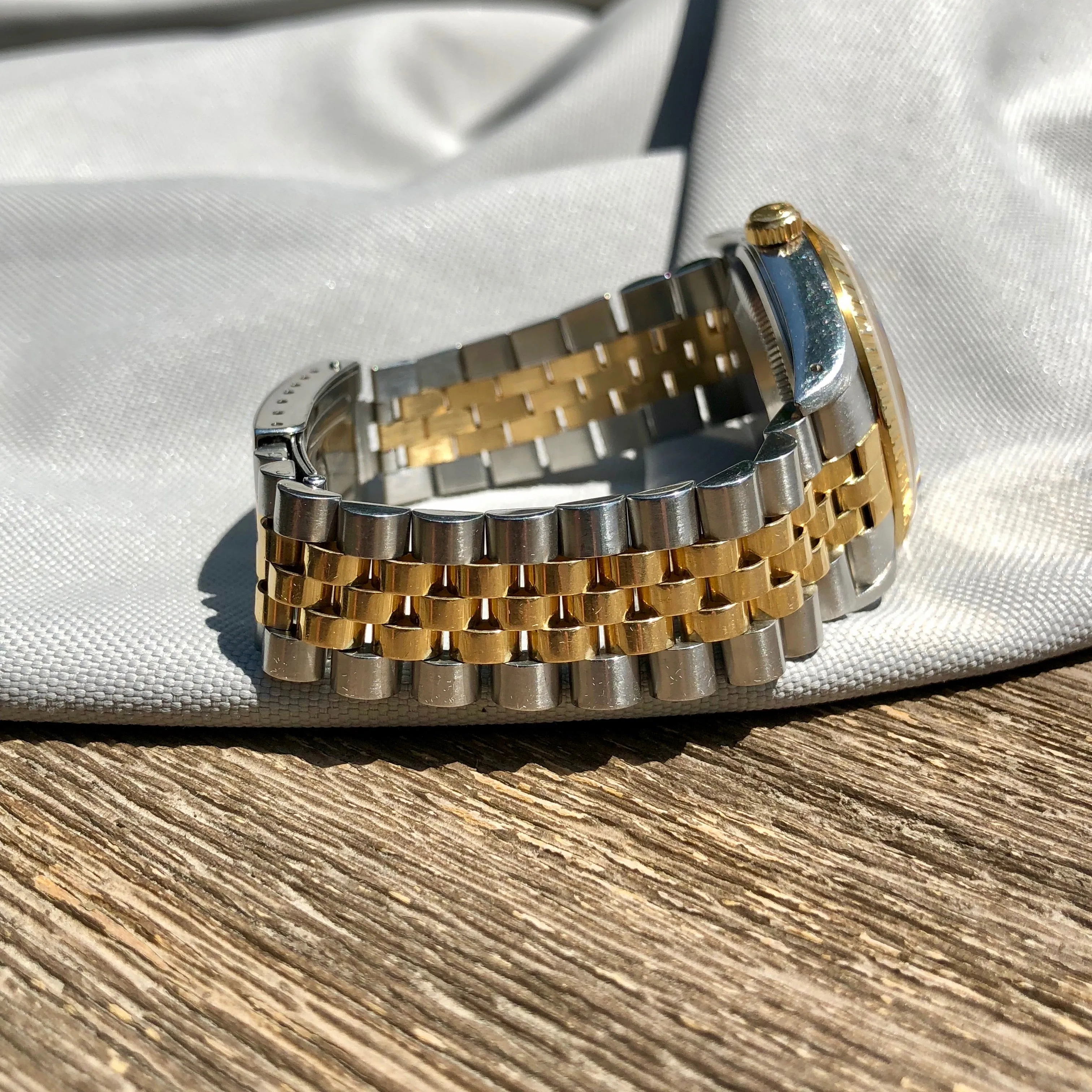 Rolex Date 15223 Oyster Perpetual Two Tone Steel Gold Jubilee Wristwatch Circa 1989