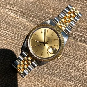 Rolex Date 15223 Oyster Perpetual Two Tone Steel Gold Jubilee Wristwatch Circa 1989