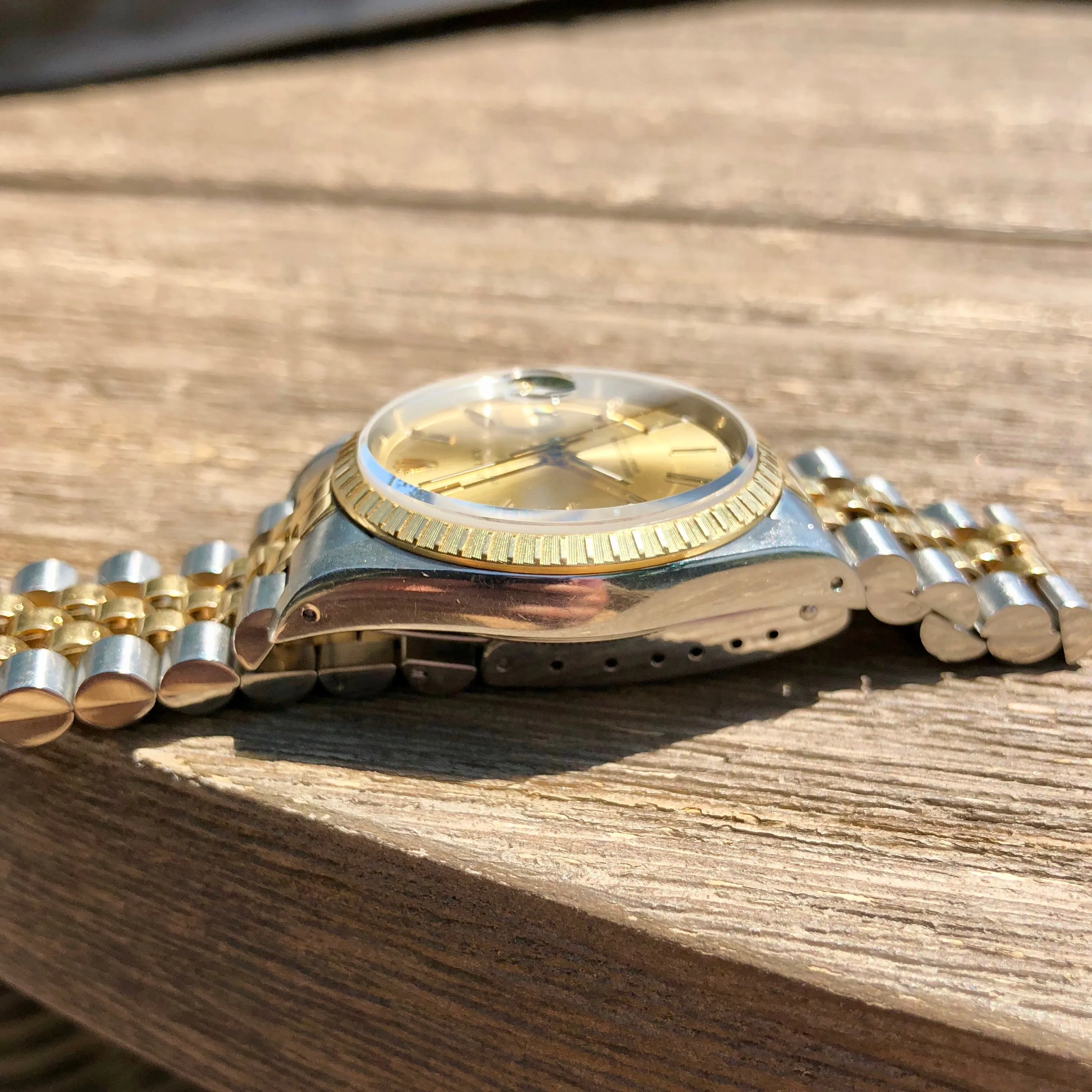 Rolex Date 15223 Oyster Perpetual Two Tone Steel Gold Jubilee Wristwatch Circa 1989