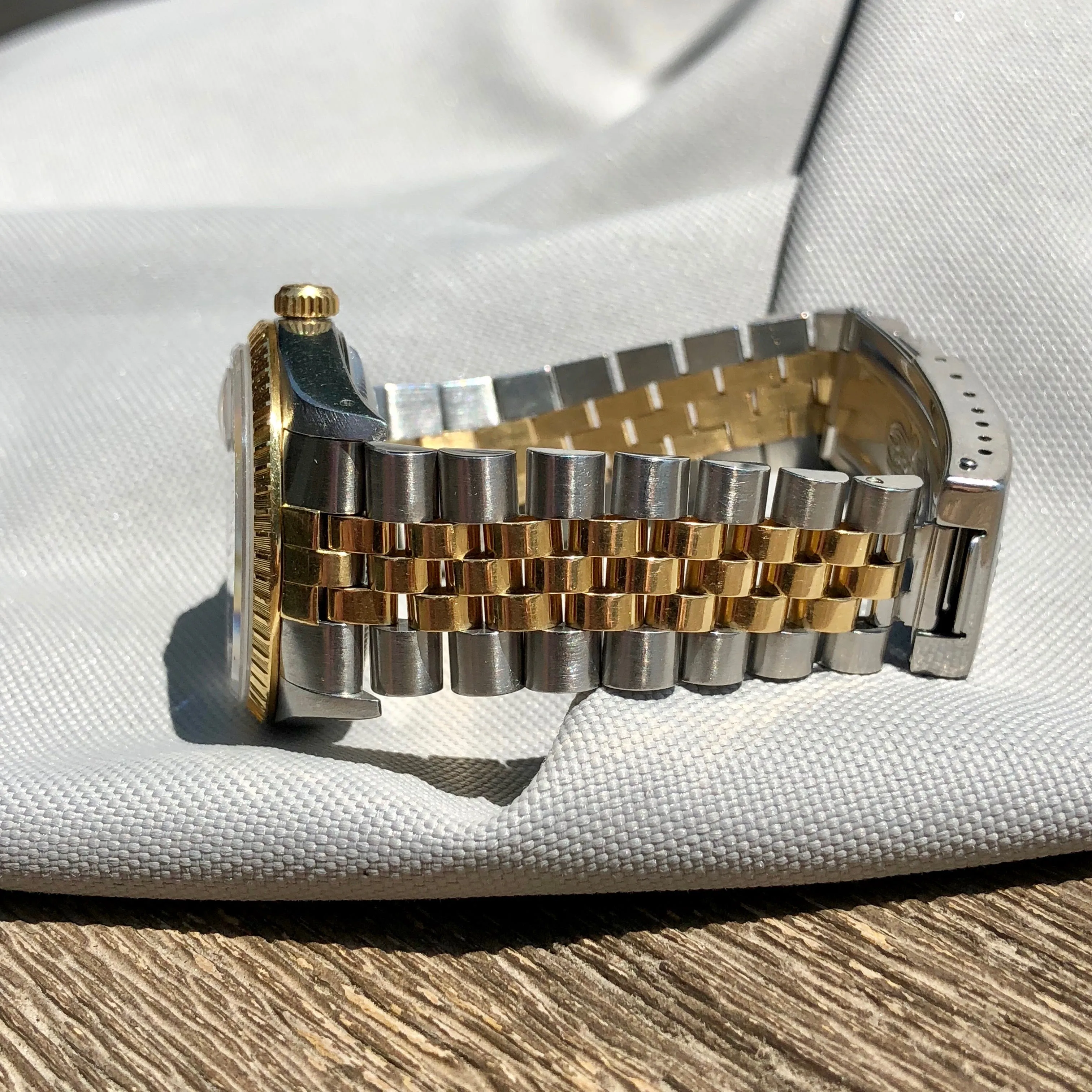 Rolex Date 15223 Oyster Perpetual Two Tone Steel Gold Jubilee Wristwatch Circa 1989