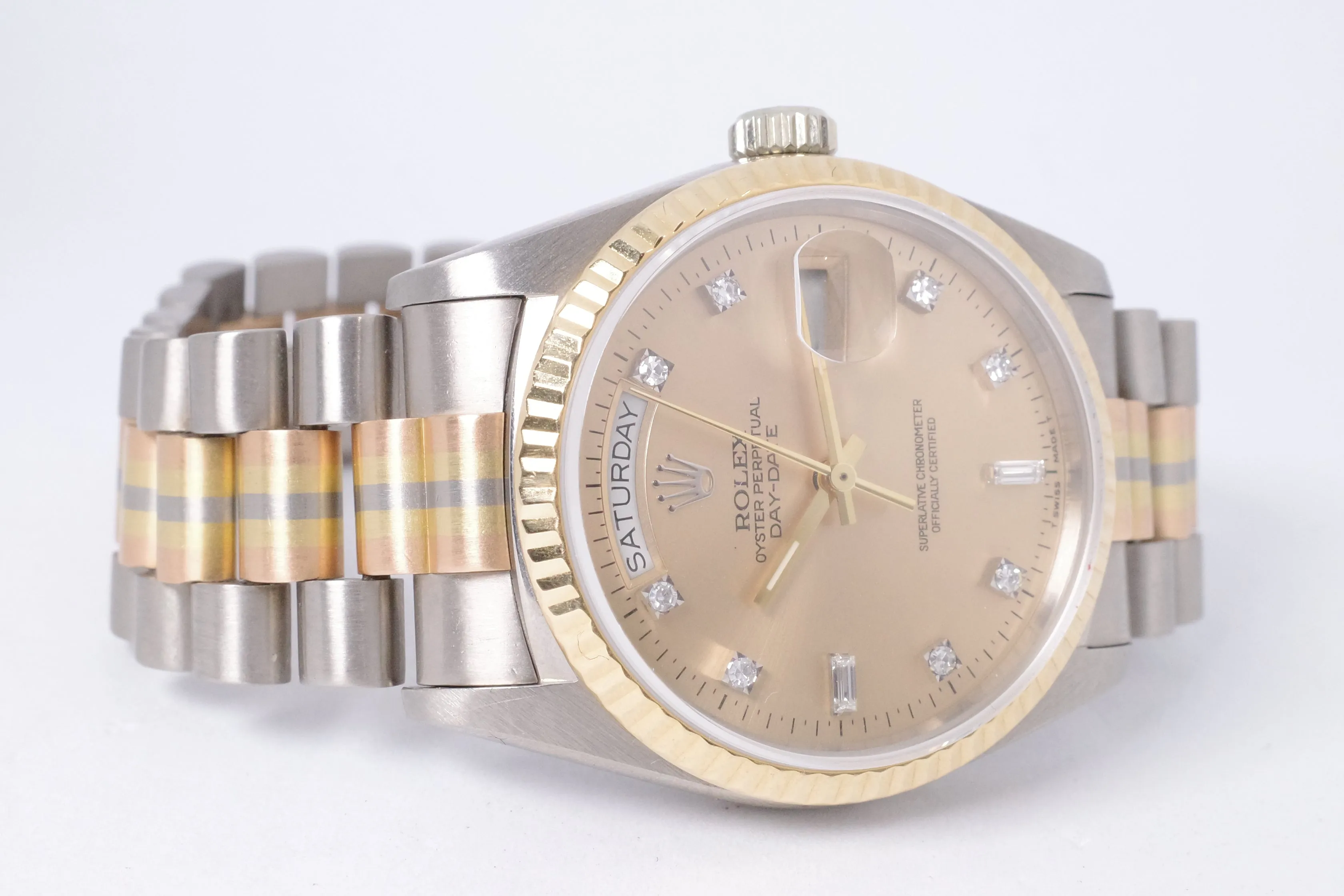 ROLEX DAY-DATE TRIDOR PRESIDENT CHAMPANGE DIAMOND DIAL WATCH ONLY $14,500