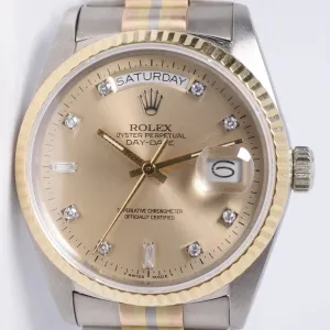 ROLEX DAY-DATE TRIDOR PRESIDENT CHAMPANGE DIAMOND DIAL WATCH ONLY $14,500