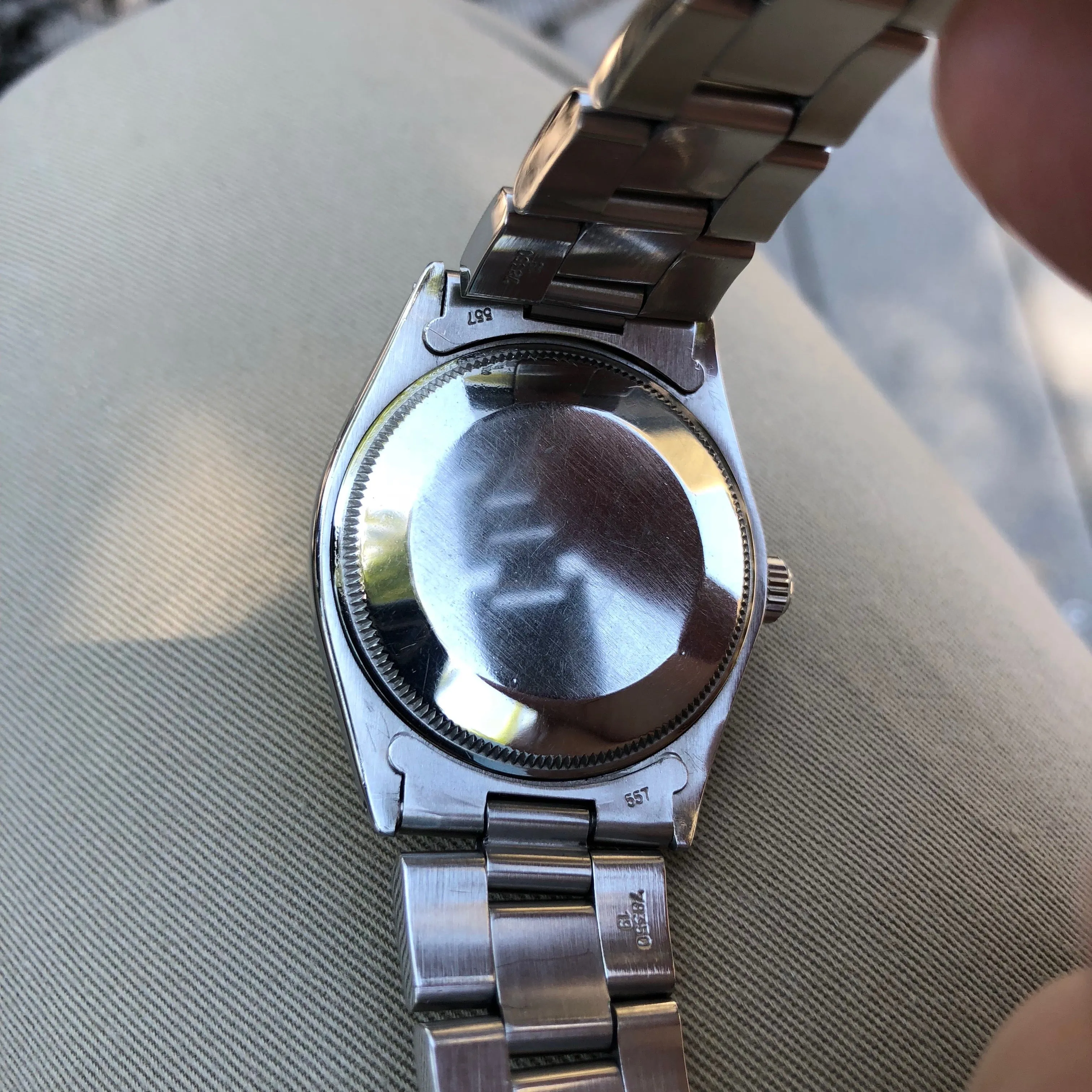 Rolex Oyster Perpetual 5552 Stainless Steel Silver Stick Caliber 1520 Automatic Wristwatch Circa 1960