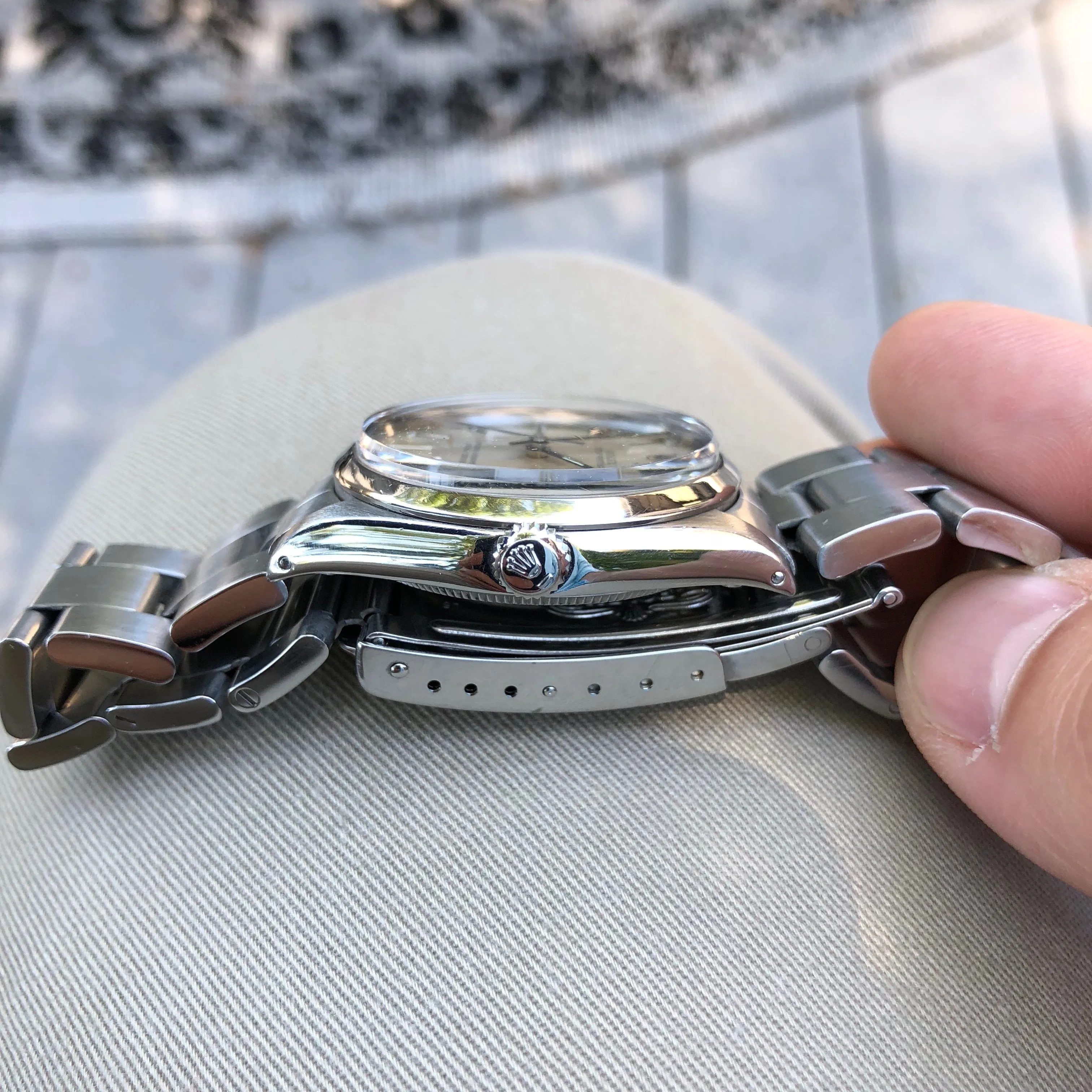 Rolex Oyster Perpetual 5552 Stainless Steel Silver Stick Caliber 1520 Automatic Wristwatch Circa 1960