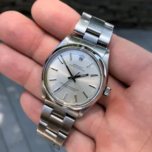 Rolex Oyster Perpetual 5552 Stainless Steel Silver Stick Caliber 1520 Automatic Wristwatch Circa 1960