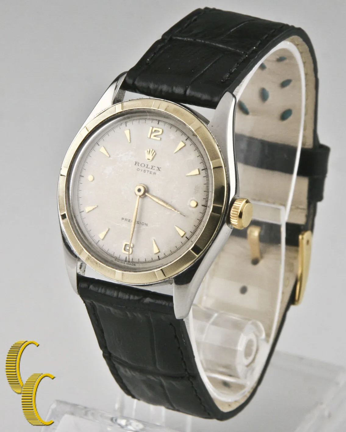 Rolex Oyster Precision 5059 Men's Vintage Two-Tone Watch w/ Patina Dial
