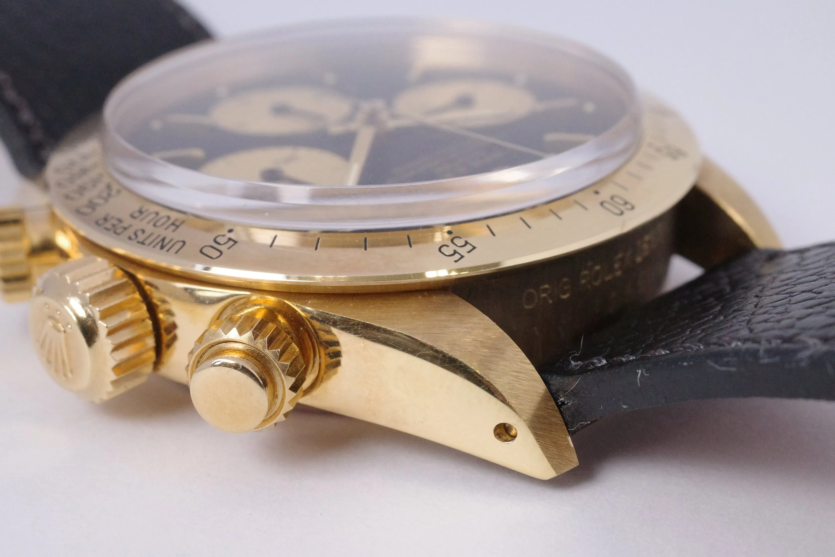 ROLEX VINTAGE YELLOW GOLD COSMOGRAPH DAYTONA 6265 BLACK NOS CONDITION BOX & PAPERS