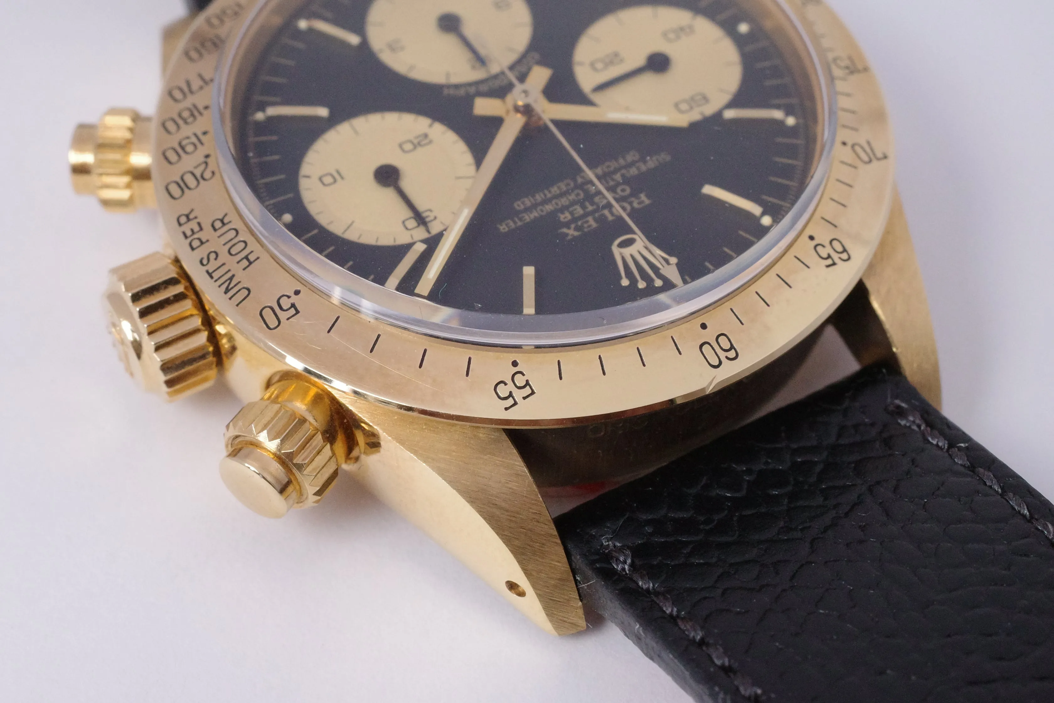 ROLEX VINTAGE YELLOW GOLD COSMOGRAPH DAYTONA 6265 BLACK NOS CONDITION BOX & PAPERS