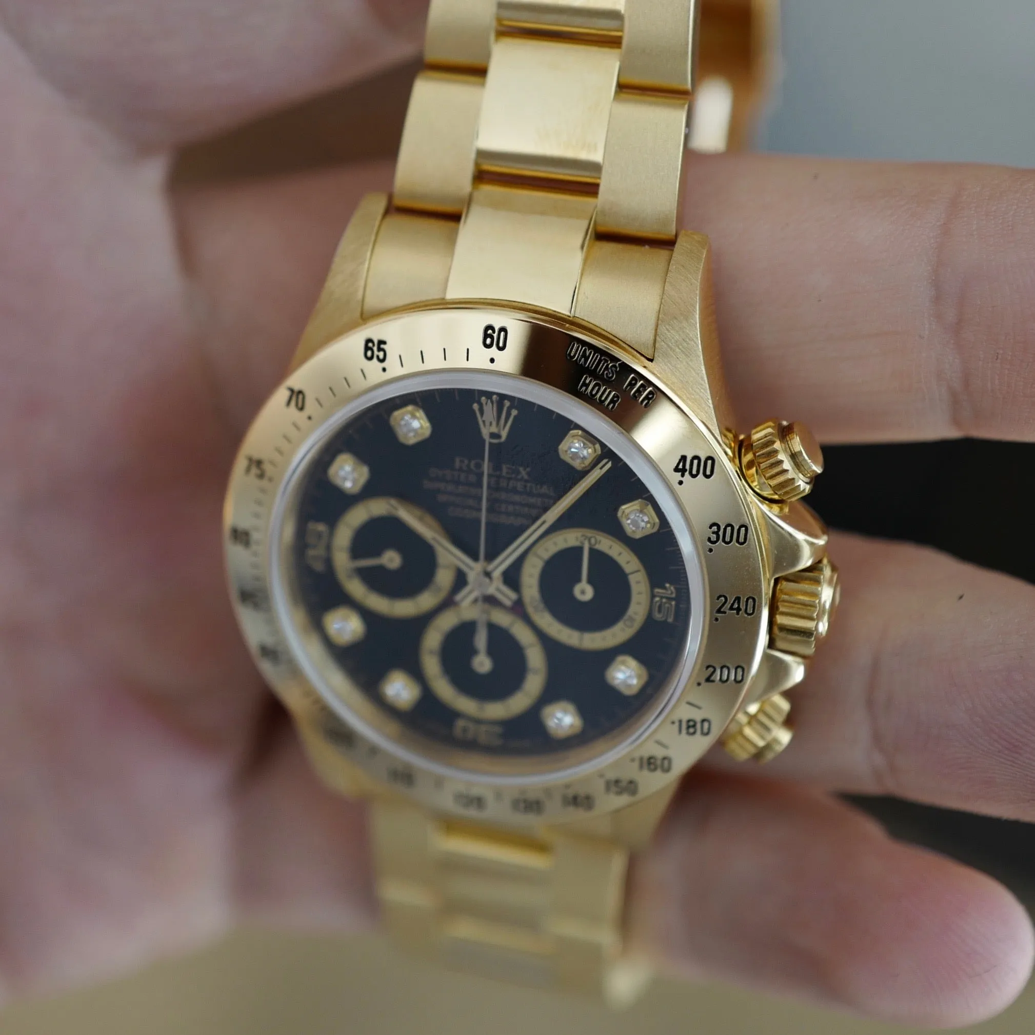 Rolex Yellow Gold Daytona Black Diamond Watch Ref. 16528