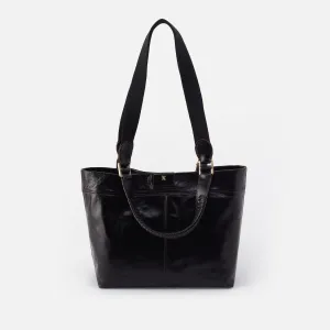 Romy Medium Tote In Polished Leather - Black