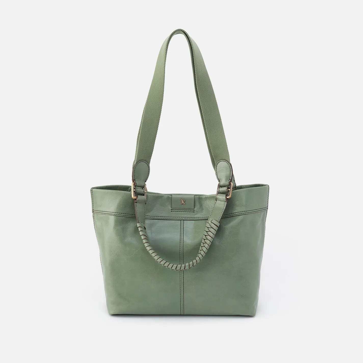 Romy Medium Tote In Polished Leather - Jade
