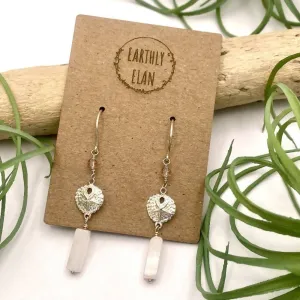 Rose Quartz Sand Dollar Earrings